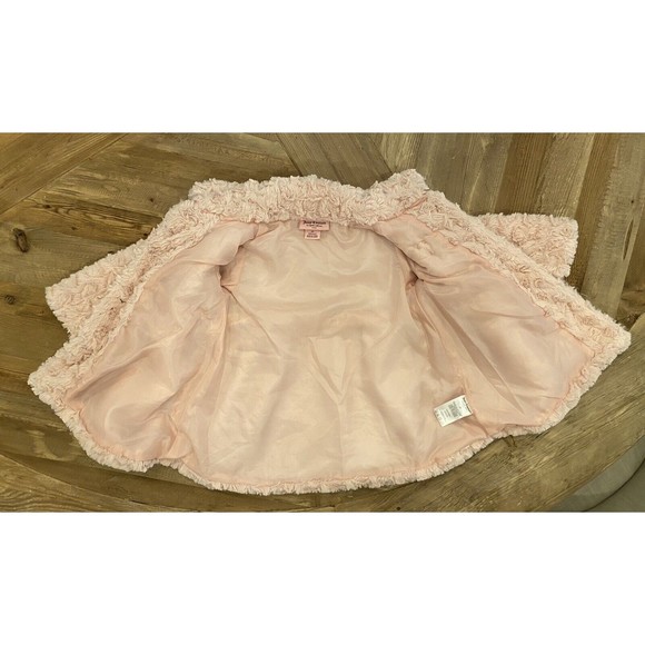 JUICY COUTURE Los Angeles Faux Fur Pink Coat Collared Jacket Size 2T - Picture 5 of 7